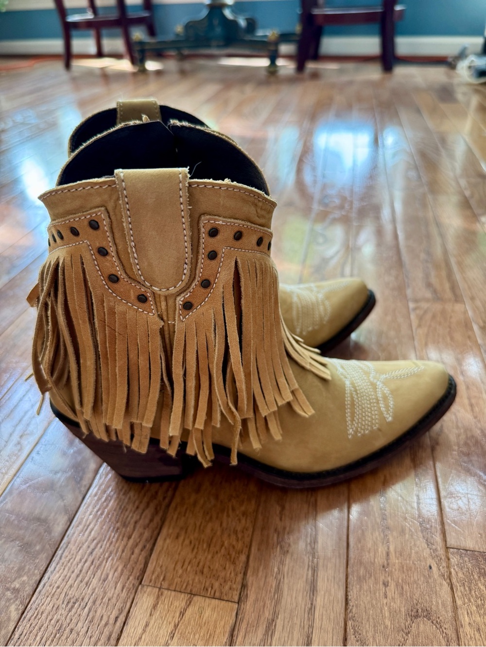 Old Gringo Yipee Ki Yay Fringe Cowboy Booties size 8